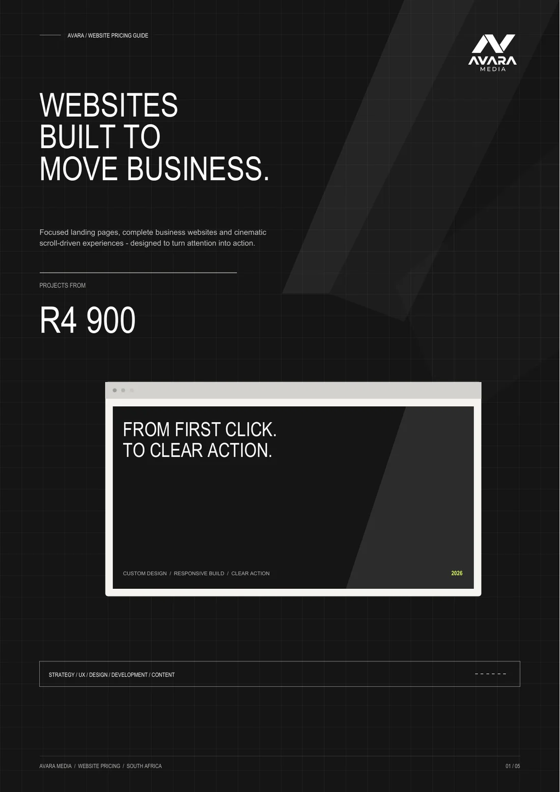 AVARA black and white pricing guide design